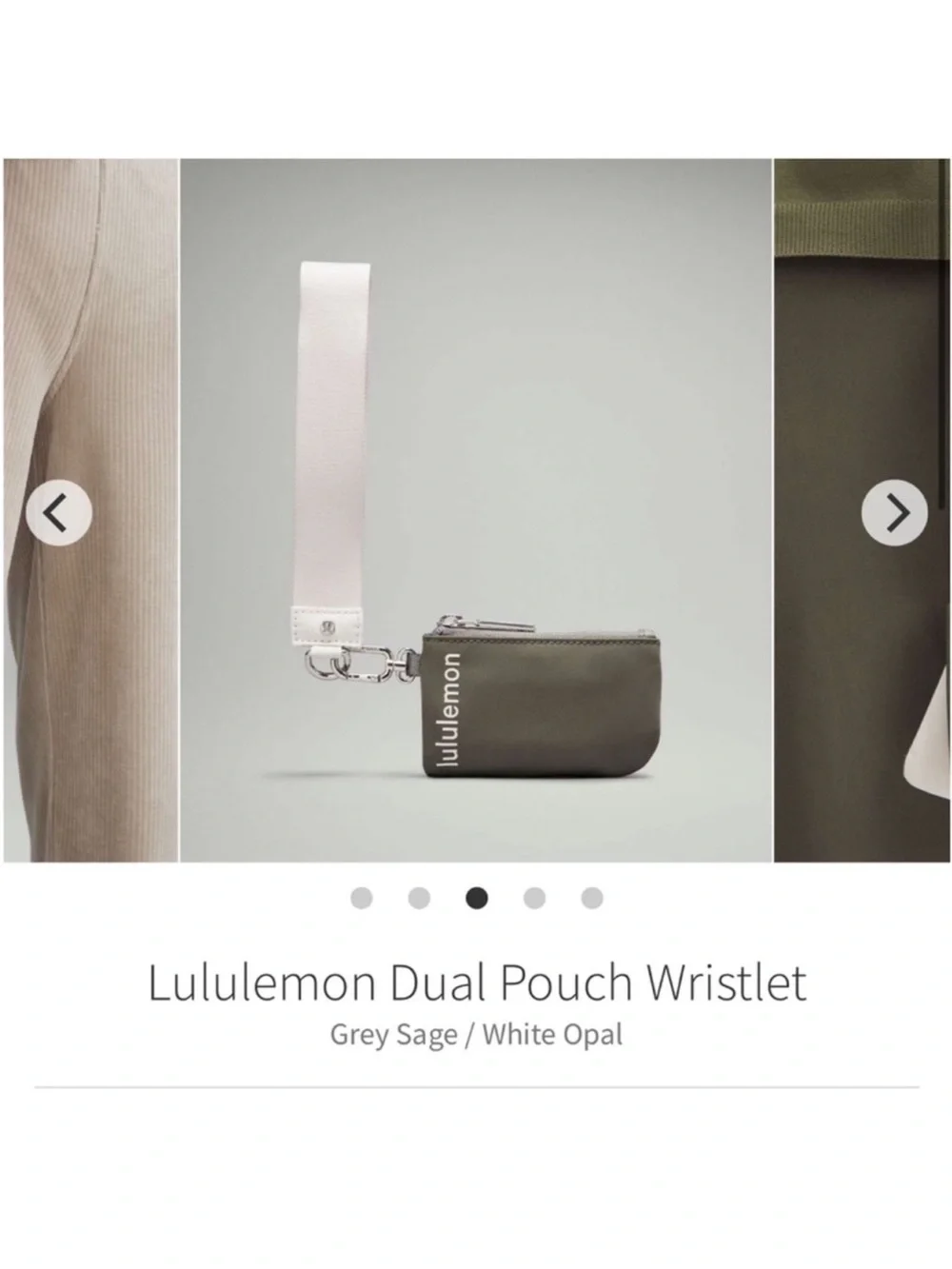 Lululemon Dual Pouch Wristlet Grey Sage/White Opal O/S W9EWOS